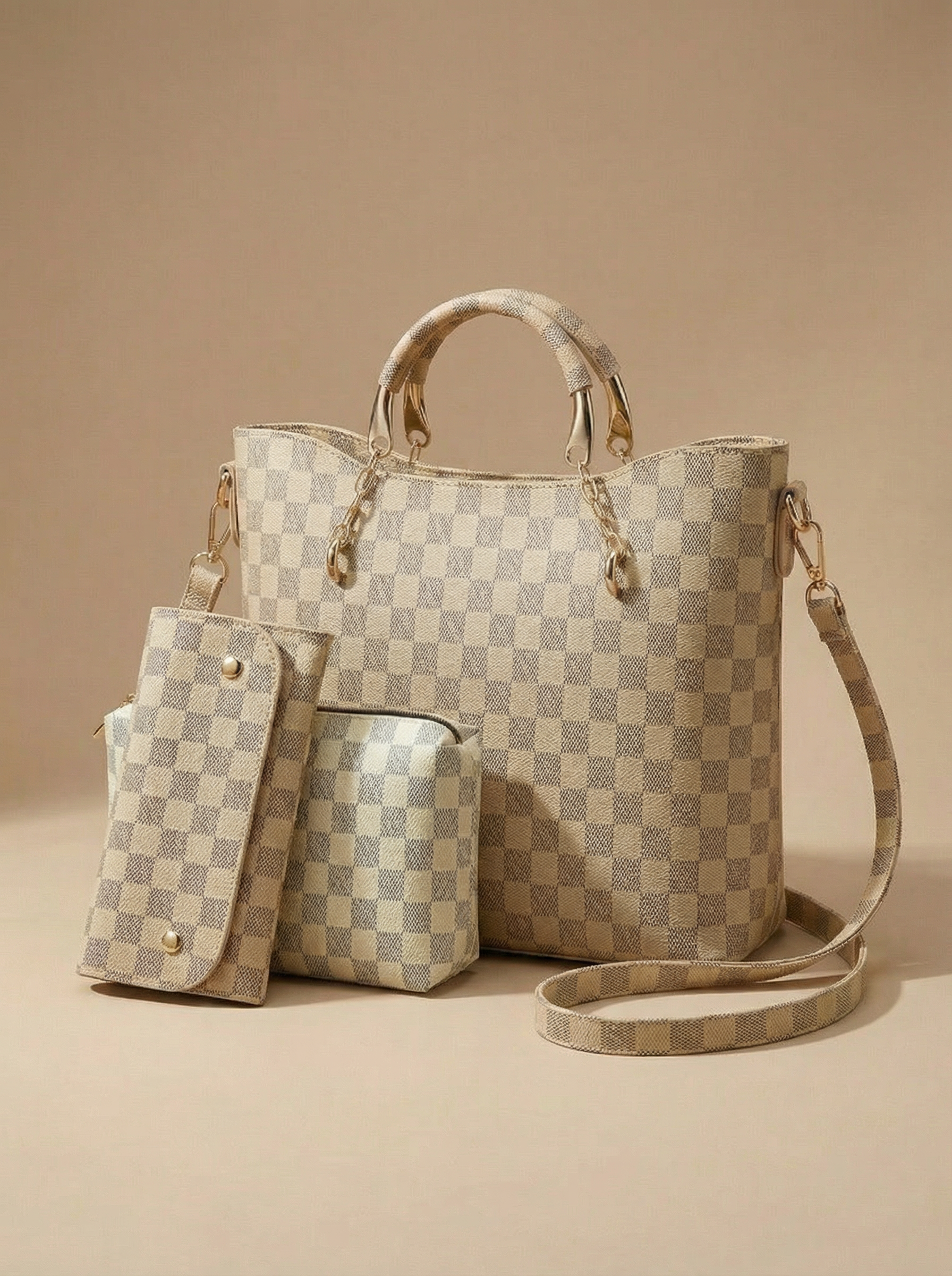 Checkered Tote Handbag for Women