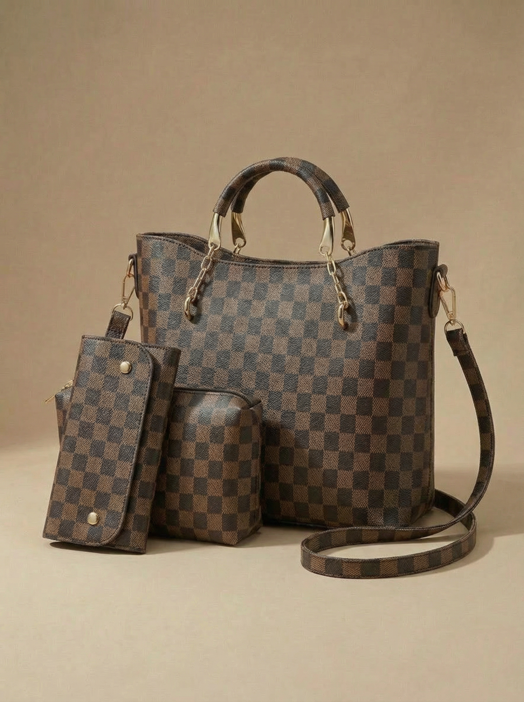 Checkered Tote Handbag for Women