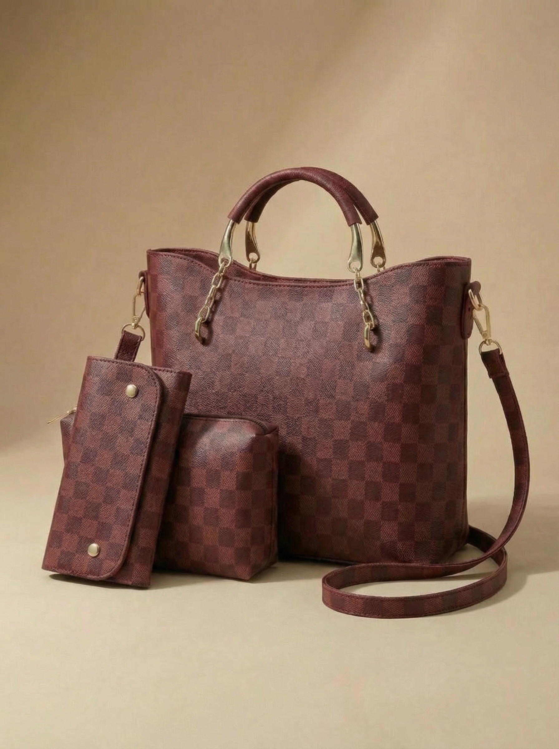 Checkered Tote Handbag for Women